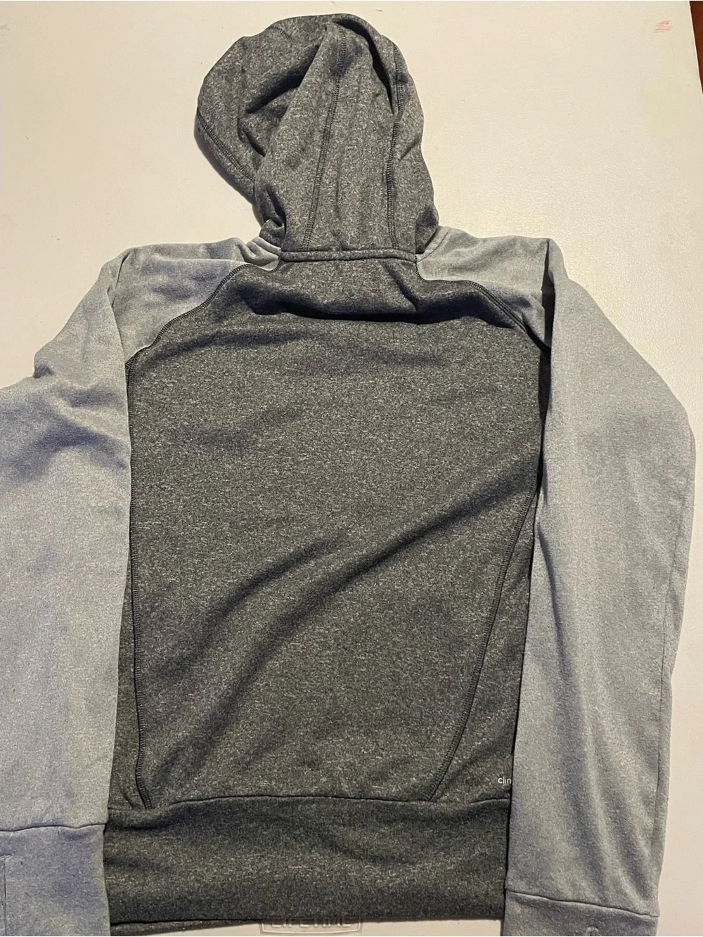 adidas Men’s Charcoal Gray Zip Hoodie with Coral Accent